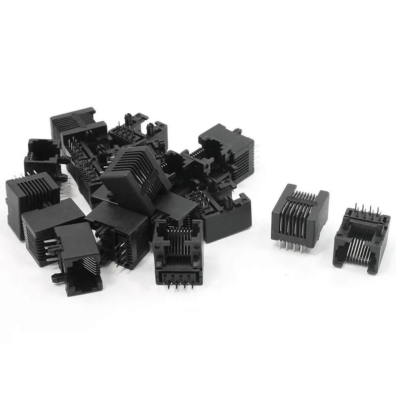 20 шт. RJ45 8P8C компьютер Интернет сеть PCB разъем Черный|Электрические розетки| |