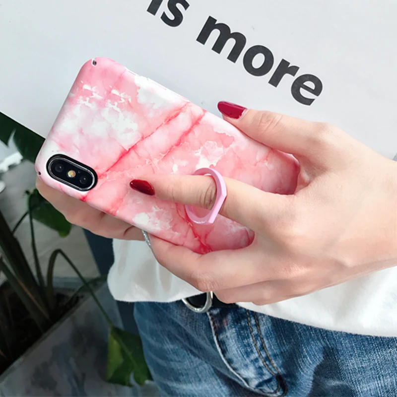 Жесткий Чехол для iPhone X с кольцом на 360 градусов милый розовый черный чехол