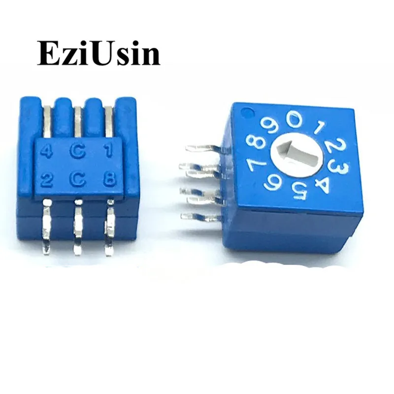 

0-9 10 Rotary Coding Knob Switch DIP Switch 6pins 8421C 0mm Shank 3:3 PCB Vertical Switching Side Adjustment