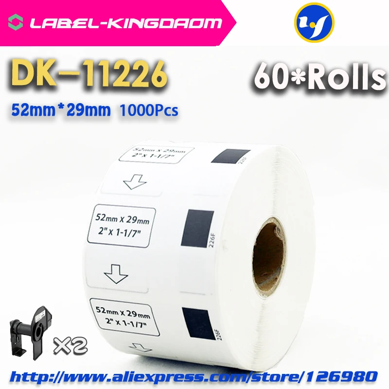 

60 рулонов, совместимых DK-11226 этикеткой 52 мм * 29 мм 1000 шт., совместимых с принтером Brother Label QL-700/720, белая бумага DK-1226