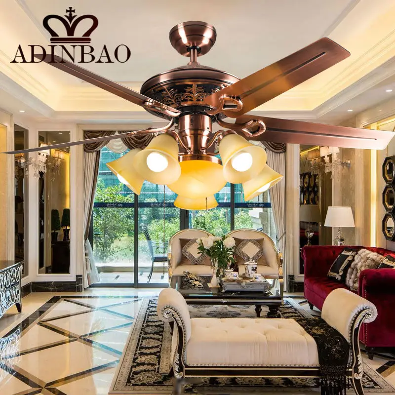 Высокое качество потолочный вентилятор свет жека красный античная медь цвет XJ041 |