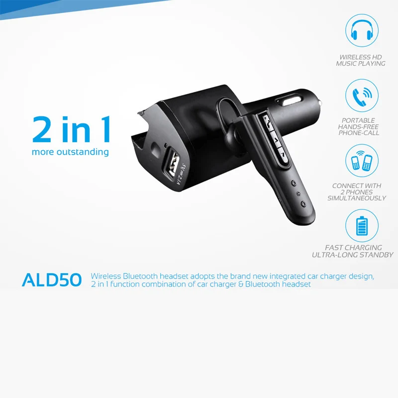 ANLUD 2 в 1 Bluetooth беспроводная гарнитура с автомобильной зарядкой разъемом USB для Iphone