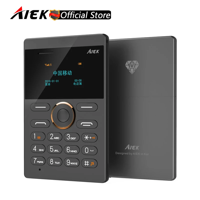 2016 Новинка Ultra Slim карт Телефон AIEK e1 сотовый телефон мобильный GSM Bluetooth Английский
