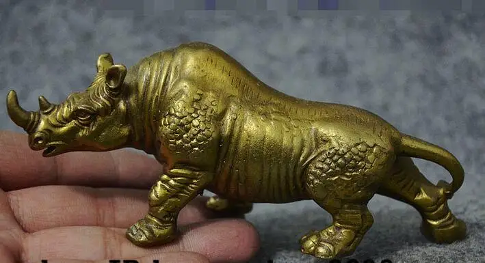 6 &quotСтарый китайский латунный по феншуй благоприятный богатство носорога