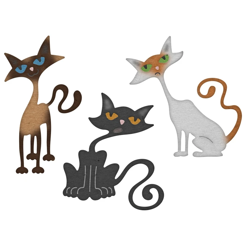 

3PCS Cute Cat Metal Cutting Dies Stencils For DIY Scrapbooking Decorative Embossing Suit Paper Cards Die Cutting Template