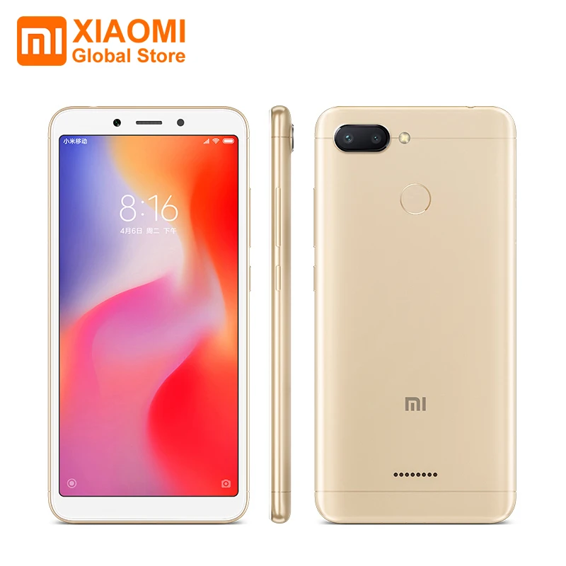 Глобальная версия Redmi 6 3 ГБ 64 12 Мп + 5 МП AI двойная камера 45 дюйма HD полноэкранный