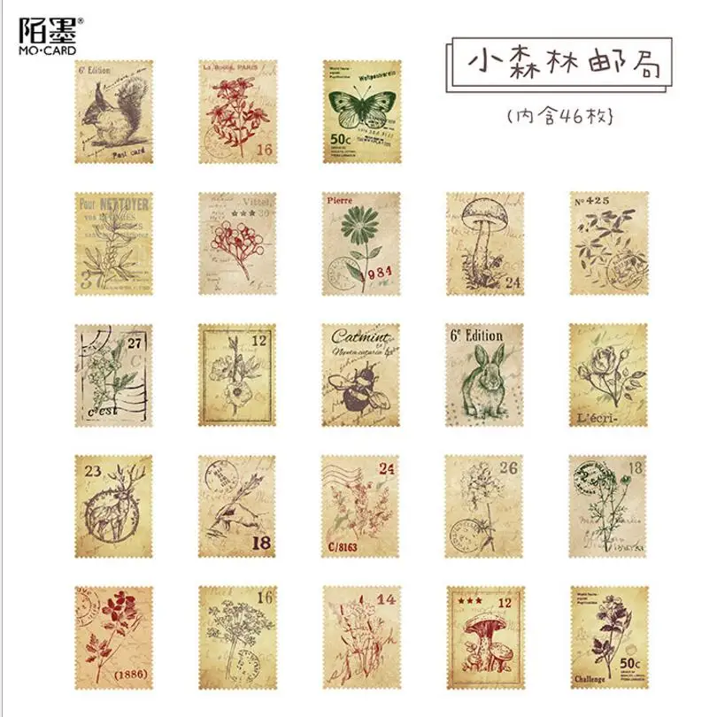 46 шт./кор. декоративная мини наклейка для скрапбукинга в стиле ретро лес почтовое