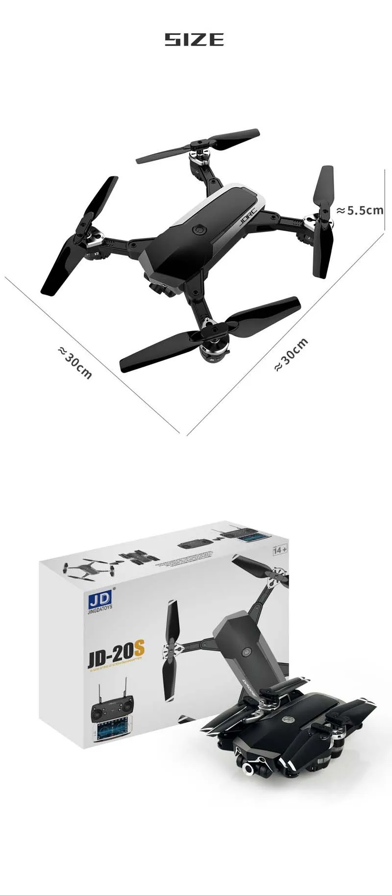 JDRC JD-20S JD20S WiFi FPV складной Дрон 2MP HD камера с 18 минут время полета RC Квадрокоптер RTF VS JD20