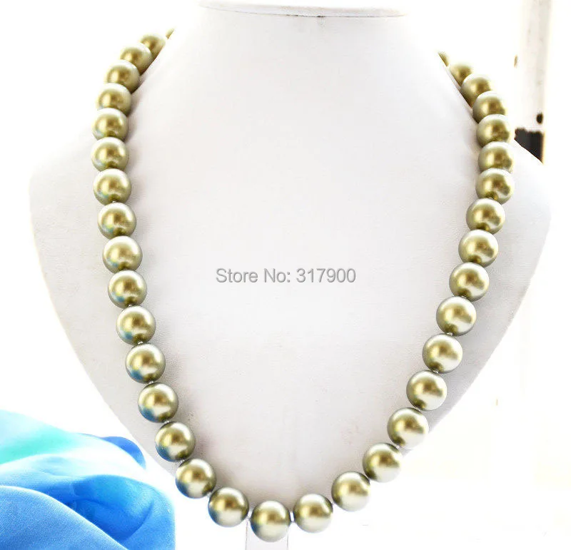 14 мм бронзовое круглое жемчужное ожерелье с морской раковиной 18 дюймов |