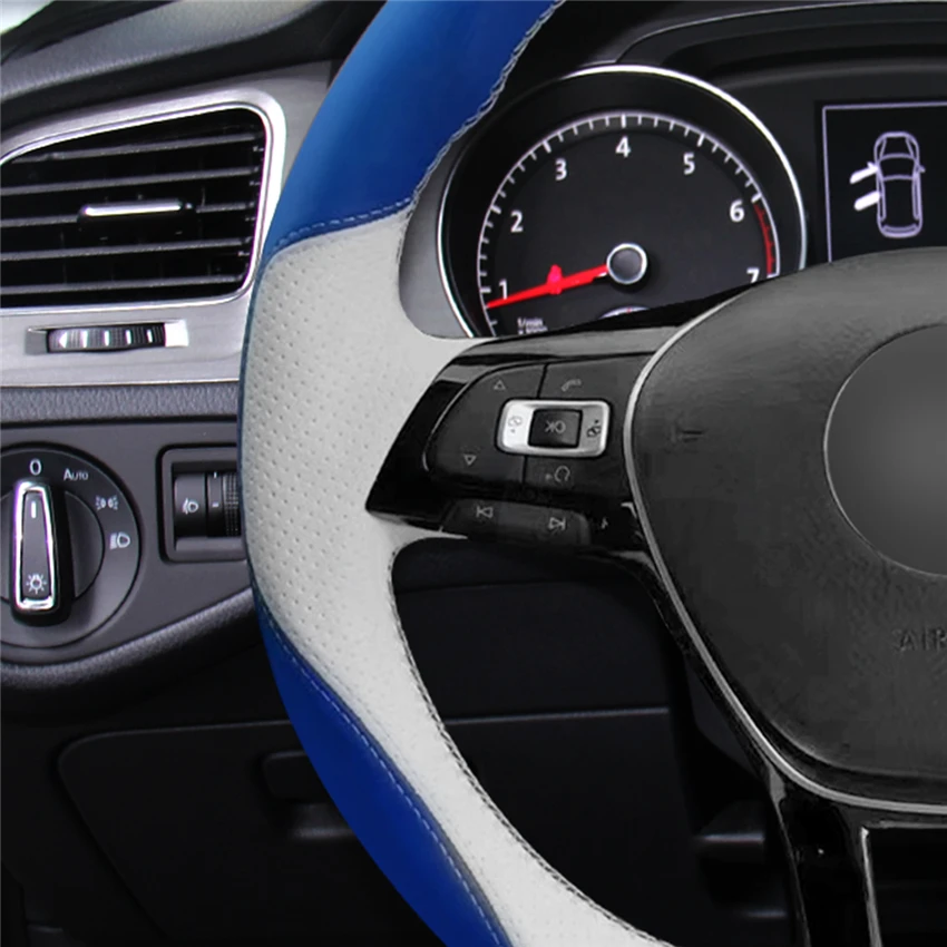 MEWANT синий белый кожаный чехол на руль для Volkswagen VW Golf 7 Mk7 новый Polo Jetta Passat B8 Tiguan Sharan