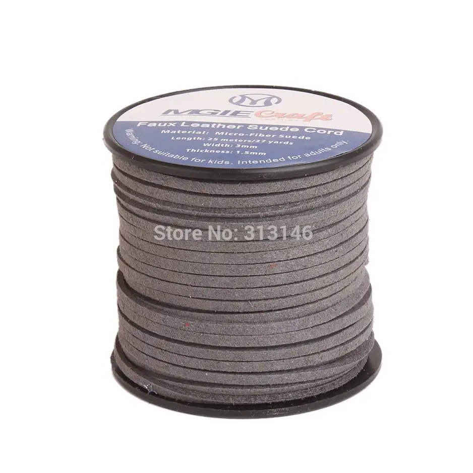 Dark Gray Новинка, 3 мм, 25 м/рулон, шнур из искусственной замши, кожа, кружево, поделки из бисера, аксессуары для изготовления ювелирных изделий, плоская веревочная нить с катушкой - Цвет: Dark Gray