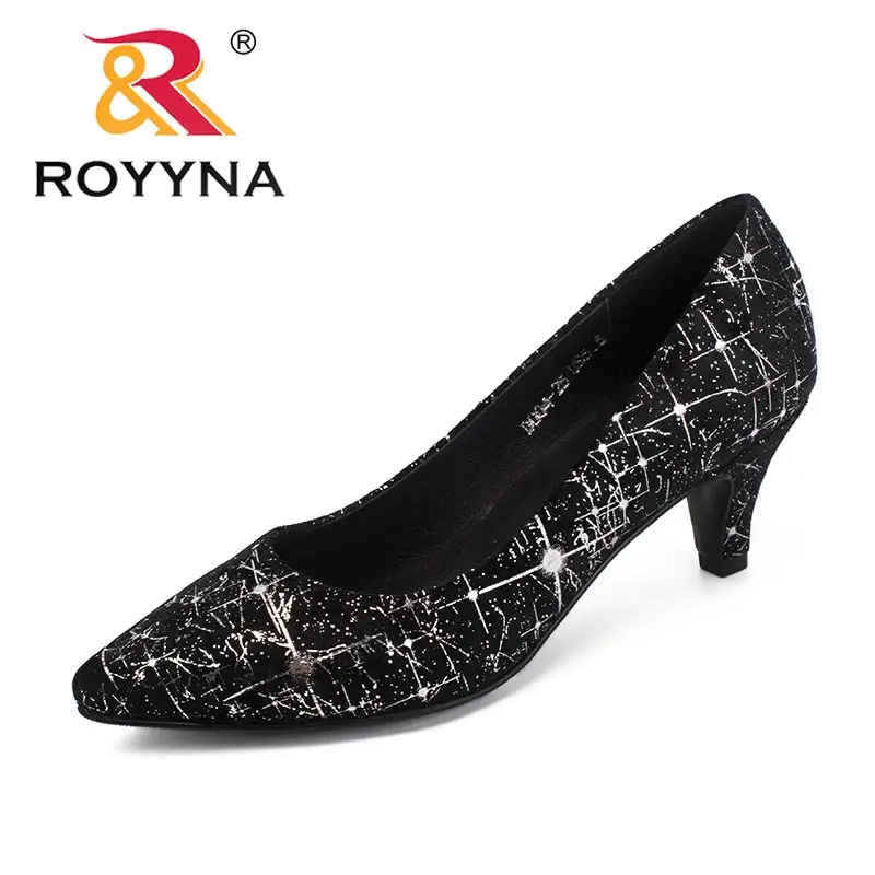 ROYYNA/Новое поступление; классические женские туфли-лодочки; женские модельные туфли с острым носком; женские свадебные туфли на тонком каблуке; светильник; - Цвет: BLACK