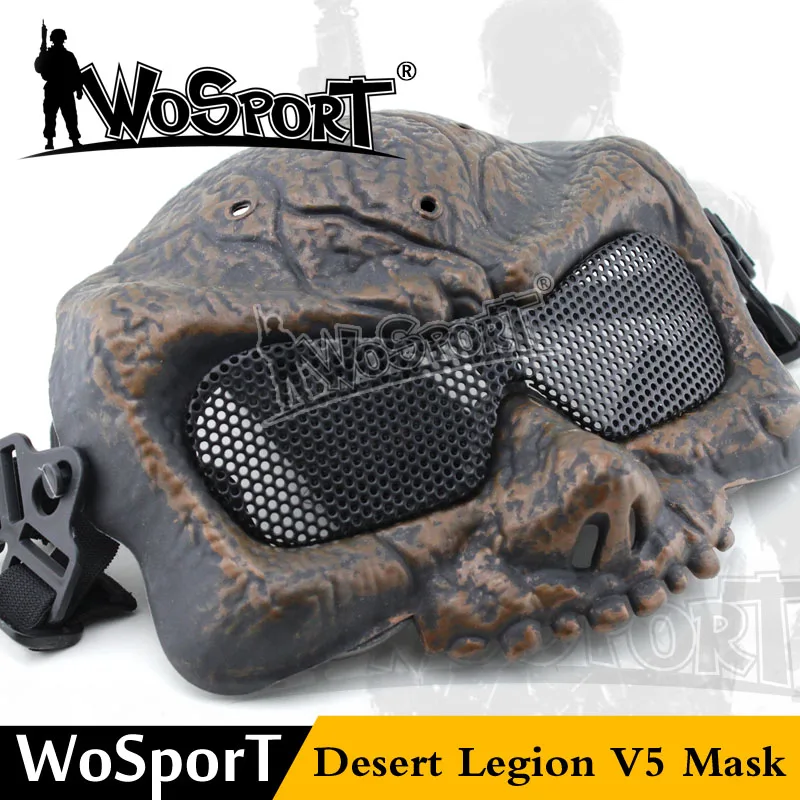 

WOSPORT Outdoor Desert Legion Corps V5 Half Face Skull Hunter Tactical Metal Protective Mask for War Game CS Airsoft Paintball