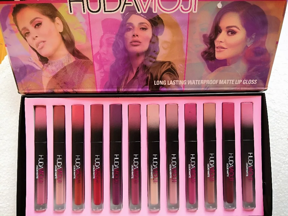 Бесплатная доставка новейший макияж HUDAMOJI матовый блеск для губ Набор