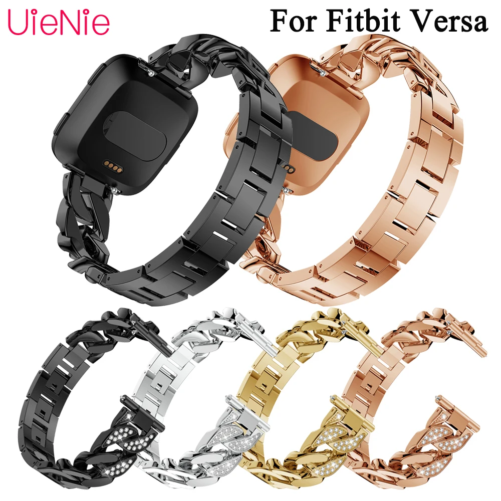 Алюминиевый Ремешок для умных часов Fitbit Versa сменный Браслет с инкрустацией