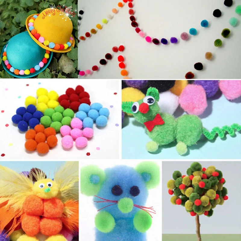 100 шт. разноцветные пушистые Помпоны для творчества|pompom balls|pompom minicraft pom poms balls |