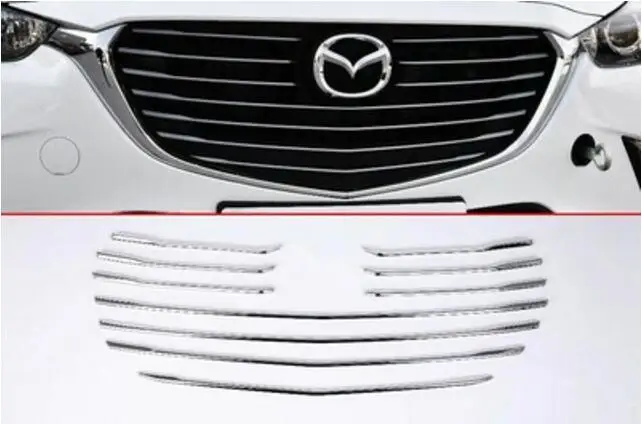 

High Quality ABS CHROME CAR Front Racing Grills Bumper Mesh Grille Around Trim Cover 10pcs/Set Fits For Mazda CX-3 2018 2019