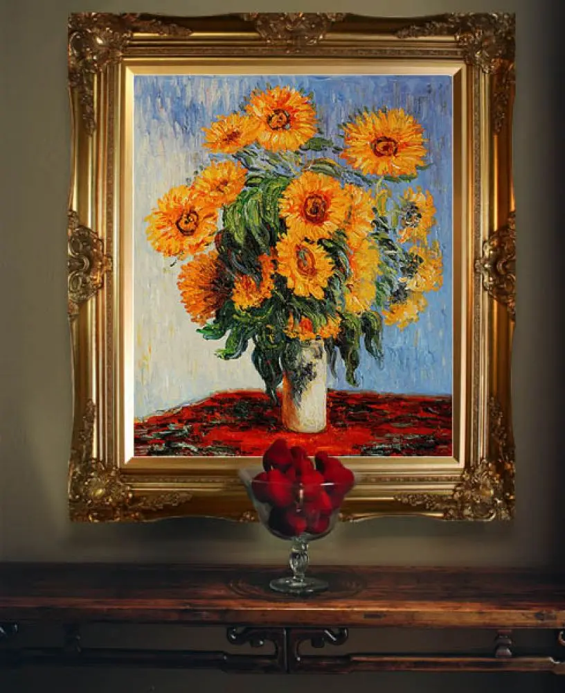High Quality Claude Monet Sunflowers Painting Impressionist Still Life Oil Handpainted Flower Canvas Arts | Дом и сад