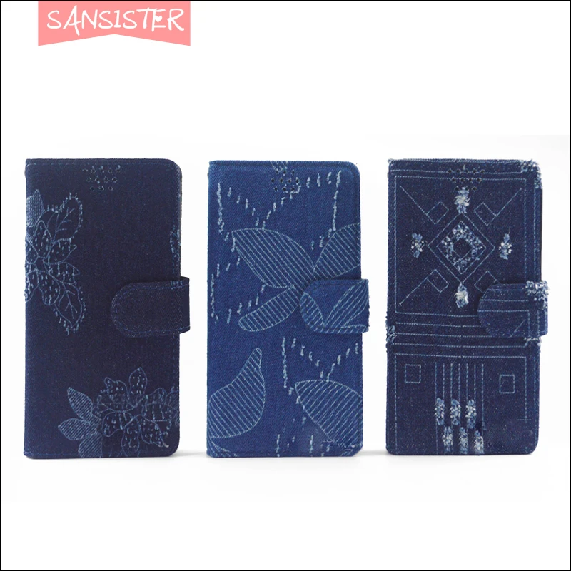 Flip bag phone case for htc desire 320 Sansister customized denim wallet flip cover with card slots unique and fashion design | Мобильные