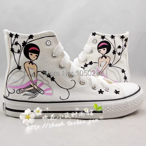 Free shipping-The fashion leisure female hand painted canvas shoes beautiful girl -size:35-43 | Обувь