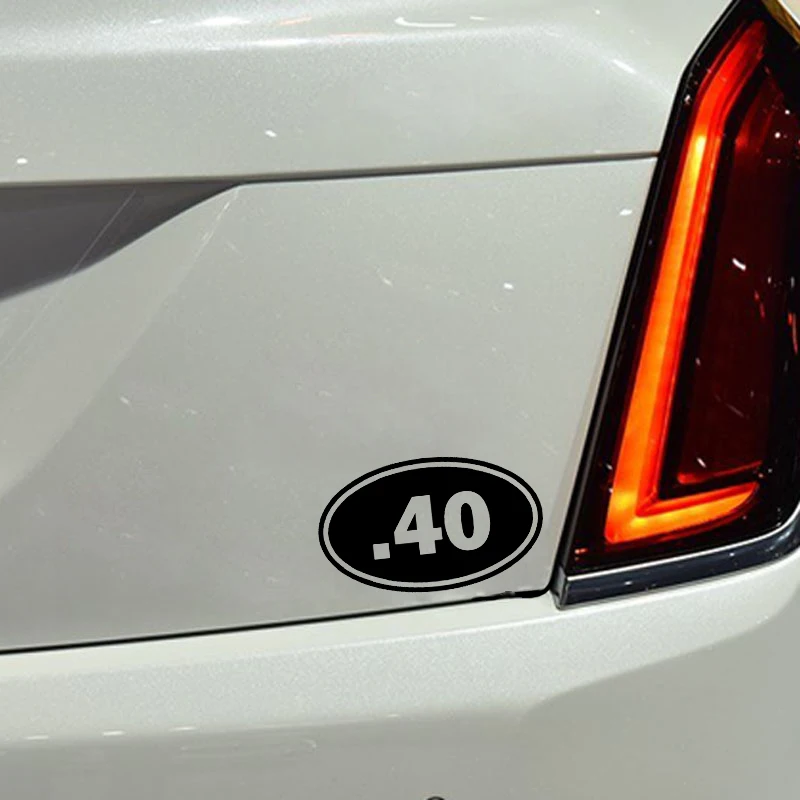 

YJZT 14.8*8.8CM Interesting .40 Graphic Gun Oval With And Decoration Car Sticker Vinyl Bumper Window Motorcycle C12-0267