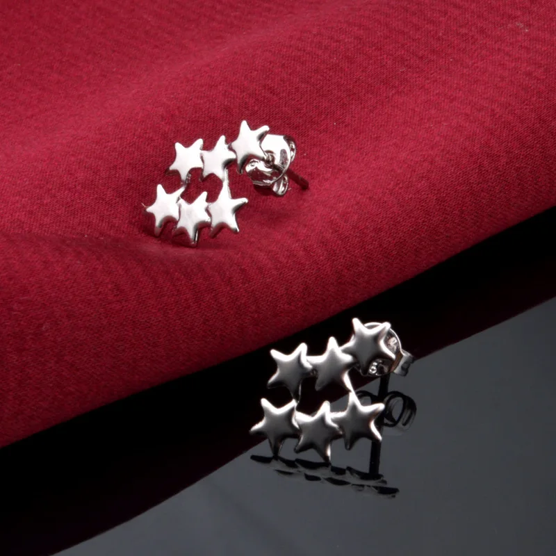 Женские серьги гвоздики с 6 звездами pendientes plata jewelry|aretes cute|stud earringsstar stud earrings |