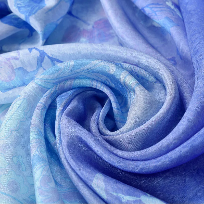 

2021 Women 100% Pure Silk Scarf Shawl Wrap Scarves for Ladies Luxury Chiffon Hijab Pashimina Fantastic Print Neckerchief Stoles