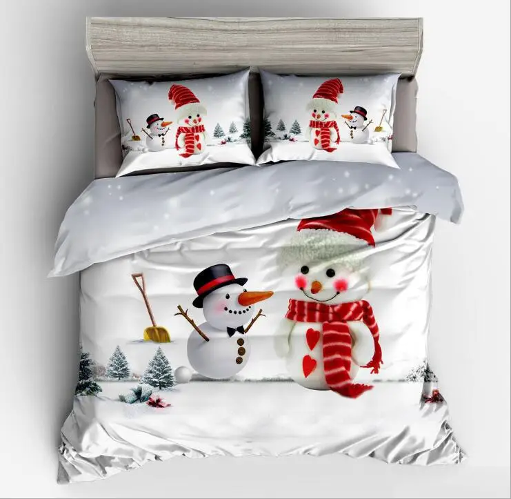 New snowmen in snow Christmas Day Duvet Cover 2/3pcs British Style Family student dormitory Quilt cover pillowcase Home Textile | Дом и сад