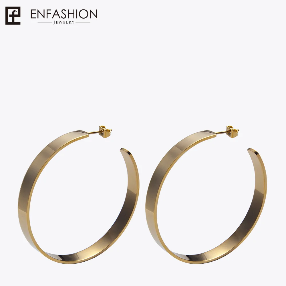 Enfashion винтажные большие серьги-кольца матовые серьги золотистого цвета из нержавеющей стали круглые серьги для женщин ювелирные изделия 171026 - Окраска металла: Matte Gold