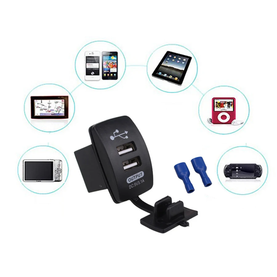 Gfoloza Автомобильный адаптер питания зарядное устройство 5 В 3.1A двойной USB разъем