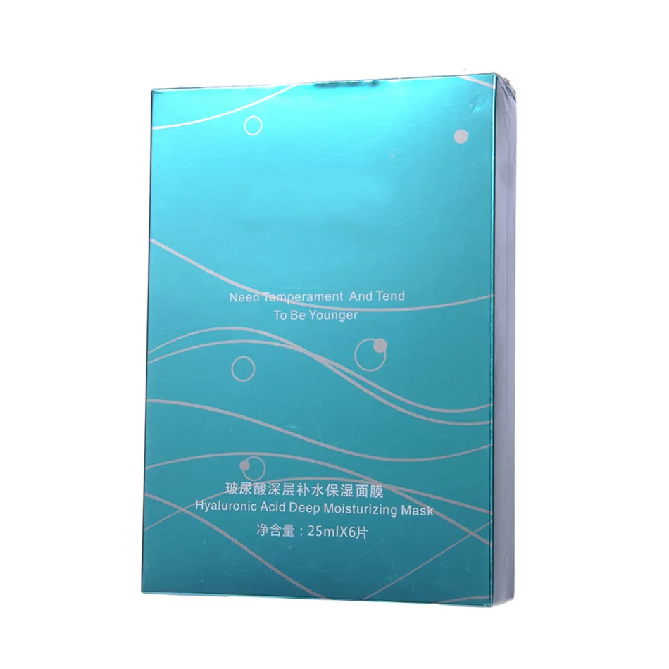 6 шт./лот шелковая маска для лица с гиалуроновой кислотой увлажняющая против