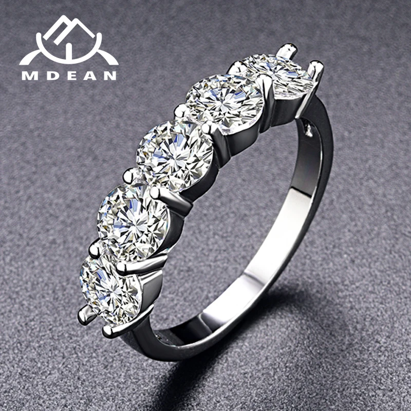 MDEAN белое золото цвет обручальные кольца для женщин Свадебные прозрачные AAA циркон ювелирные изделия подарок Bijoux Bague размеры 5 6 7 8 9 10 11 H006