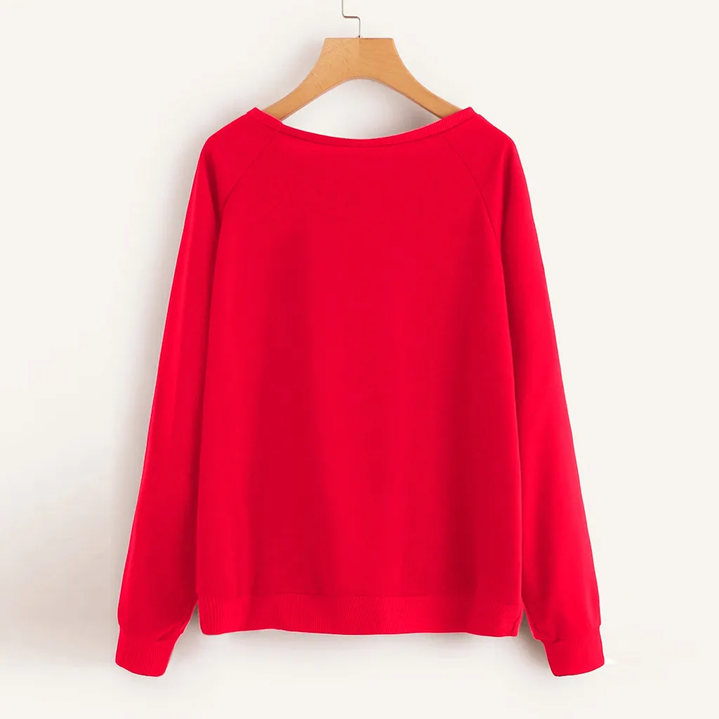 

FREE OSTRICH Women's fashion letter printing loose o neck long-sleeved sweatershirt youth girl wind casual comfort sweatershirt