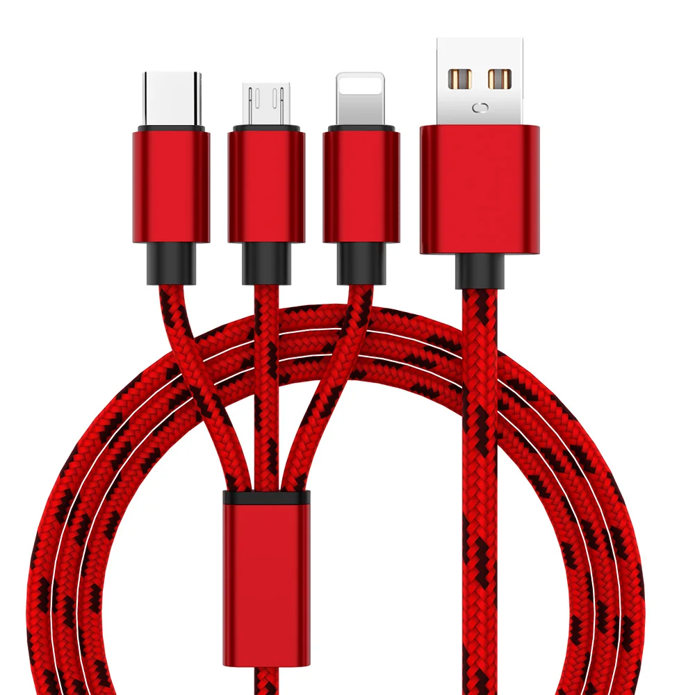 Зарядный кабель 3 в 1 для iPhone X Max XR 8 7 6 s Plus Micro USB Type C Samsung S9 S8 Huawei Xiaomi Зарядные кабели |
