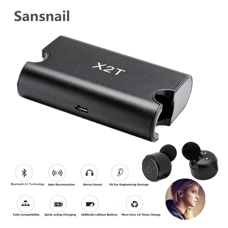Мини наушники Sansnail X2T беспроводные с шумоподавлением bluetooth гарнитура
