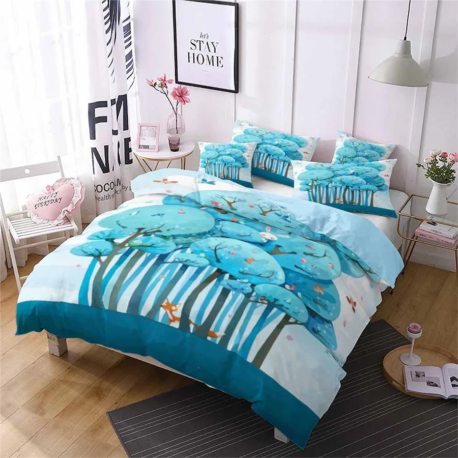 HELENGILI 3D Постельное белье лес печати пододеяльник набор Bedcloth с Наволочка на