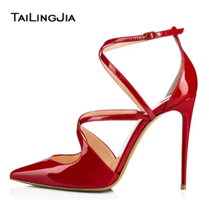 Pointed Toe High Heel Pumps Red Patent Dress Shoes Women Nude Wedding Heels Ladies Stiletto Black Summer Shoes Free Shipping