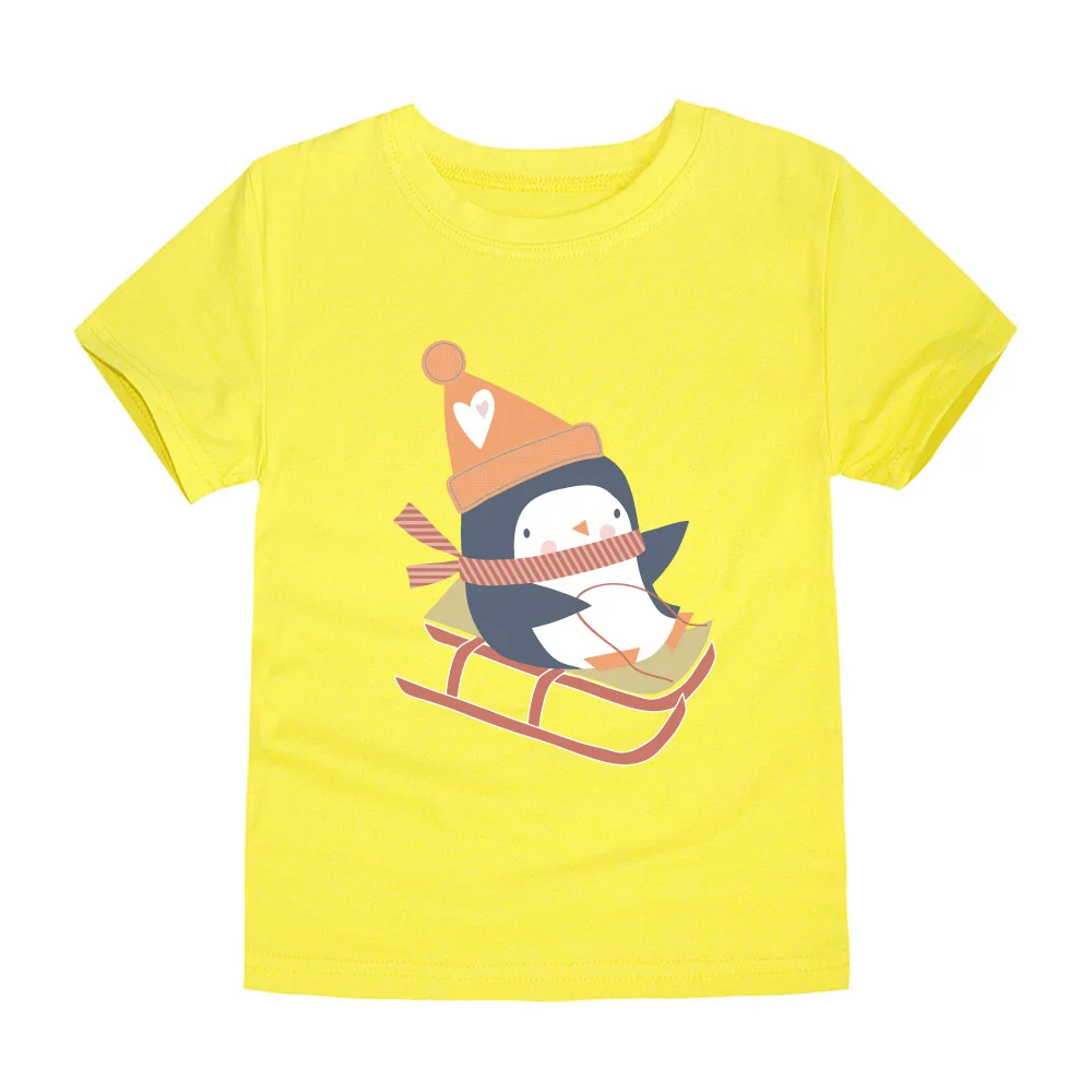 boys girls summer short sleeve cotton penguin t shirts kids tops baby clothing children tshirts for | Мать и ребенок