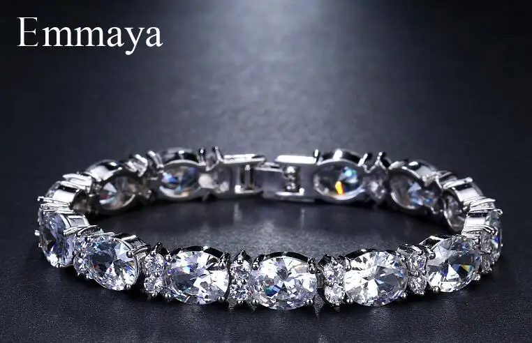 white silver Бренд Emmaya Роскошные простые AAA кубический белый циркон Многоцветный Геометрические браслеты для женщин популярный подарок на день рождения - Окраска металла: white silver