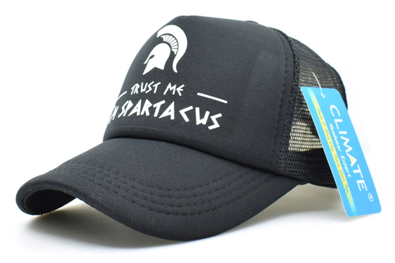 Климат Spatacus Trucker Кепка s Мужчины Спартак Черная кепка s жаркое лето я Спартак крутая бейсбольная сетка Кепка Дальнобойщика шляпа
