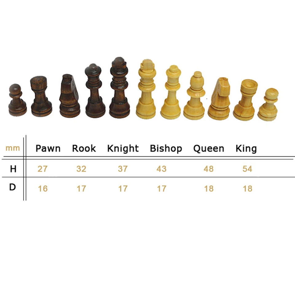 Комплект деревянных шахматных фигур BSTFAMLY King Высота 54/65/80/92/105 мм удобные