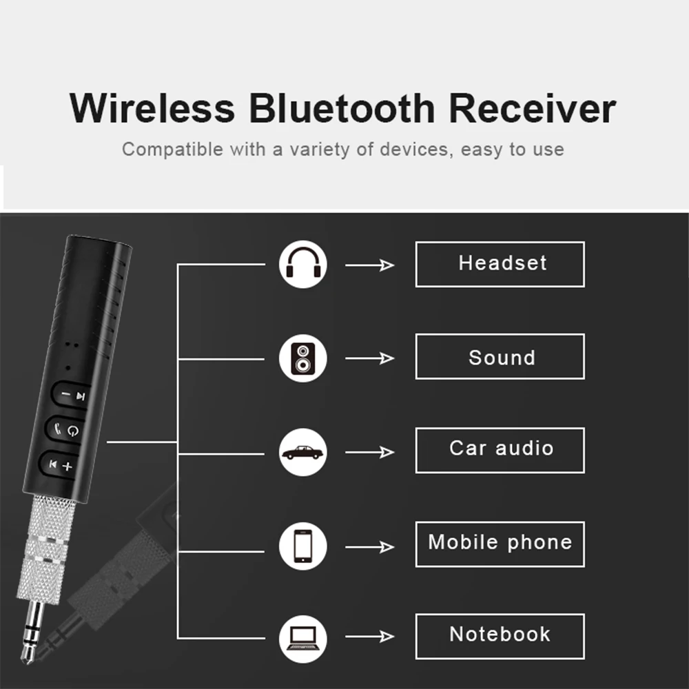 Универсальный автомобильный аудиоприемник со штекером 3 5 мм Bluetooth Hands free |