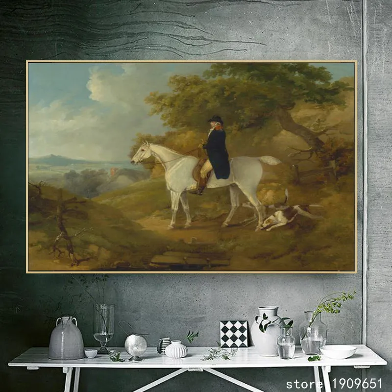 Классическая фигурка корта без рамки печать на холсте лошади охоты гор картина