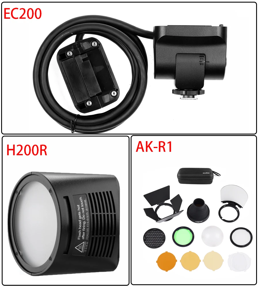 Godox AD200 аксессуар для вспышки H200R круглая головка для вспышки и EC-200 Удлиняющая головка AK-R1 R-S1-адаптер с отражателем цветовой температуры