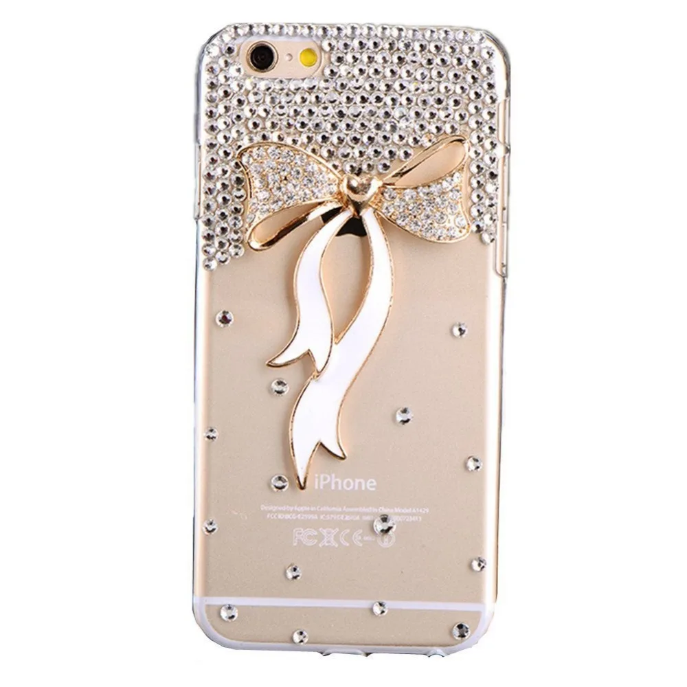 Модный Блестящий чехол со стразами и для телефона Iphone 13 12 11 Pro MAX X XS XR 8 7 6 6S Plus (бант)