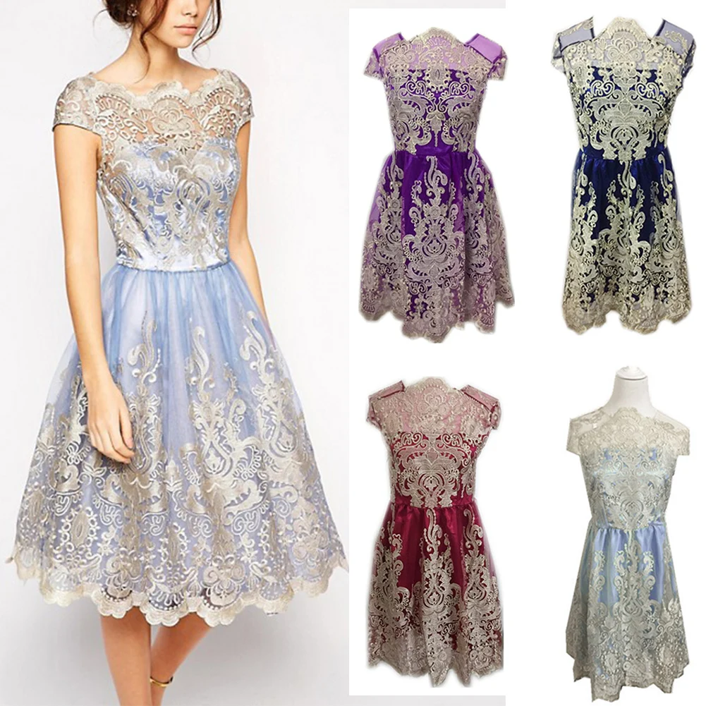 Женское сексуальное кружевное Тюлевое платье с вышивкой в стиле ретро баллон