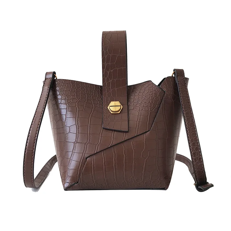 Dark Brown Женская винтажная аллигаторная модная женская сумка через плечо с каменным узором из искусственной кожи женская дизайнерская сумочка сумка из крокодиловой кожи - Цвет: Dark Brown