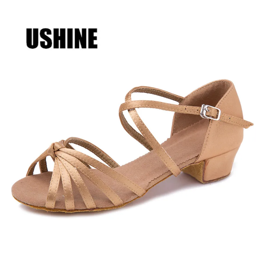WZJ Black Brown Satin Zapatos Salsa Mujer De Baile Latino Tango Latin Dance Shoes For Girls Kids Woman | Спорт и развлечения