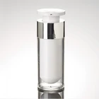 Пустые Акриловые кремовый многоразовый бутылки путешествия 15 мл 30 мл 50 мл пресс вакуумные безвоздушные косметические контейнеры для косметики 100 шт