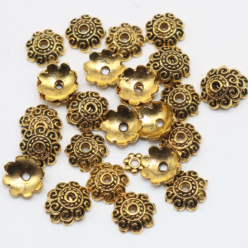 8мм 100шт./лот металлических крышек для бусин разных цветов тибетского серебра, покрытых цветным цветом, бусины-цветы с цинковым сплавом.